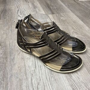 ECCO 39 (8-8.5) Women's Flash Lattice T-Strap Huarache Sandal